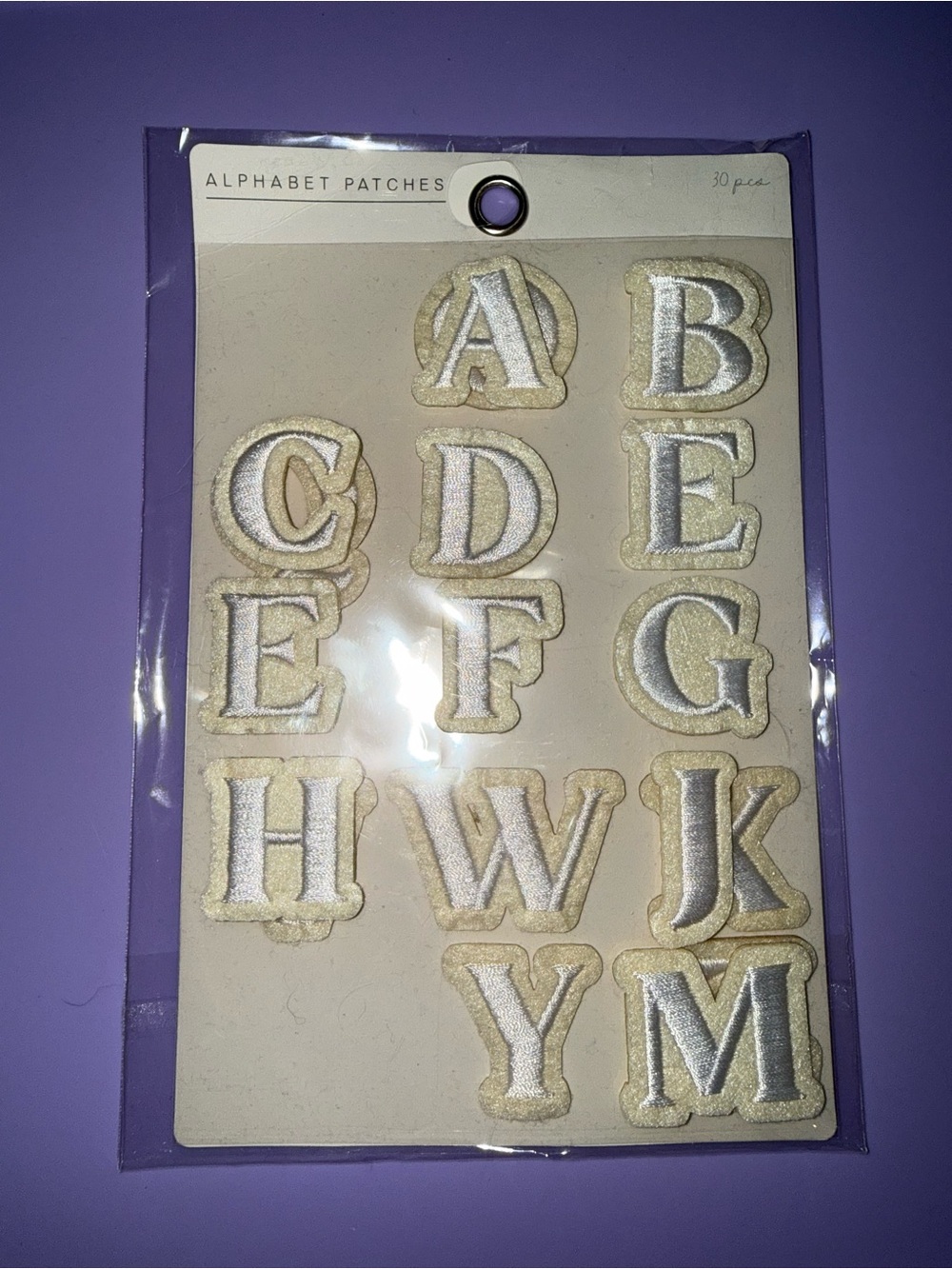 Alphabet Patches - White & Gold Letter Iron-On Set